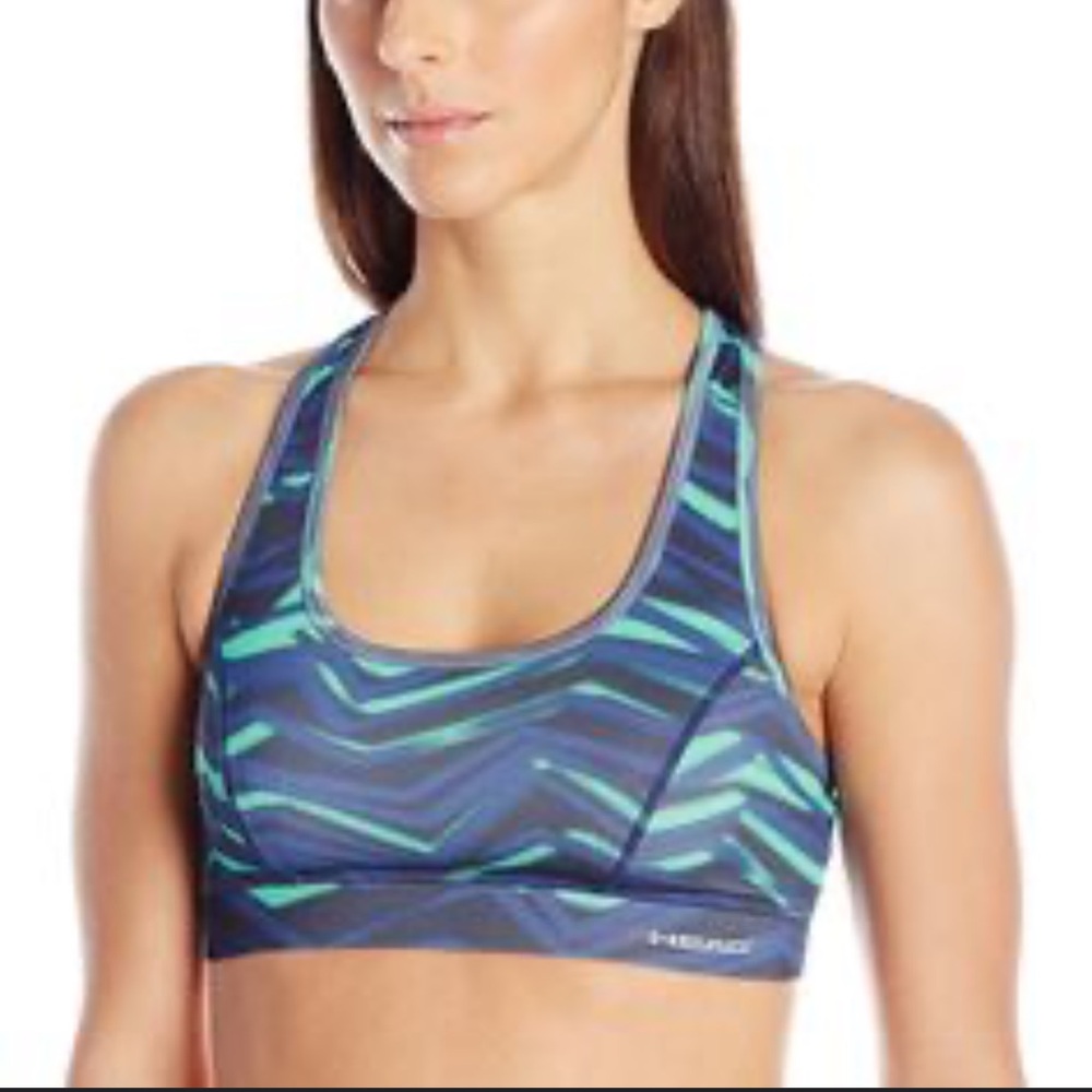 Head Blue and Green Patterned Sports Bra